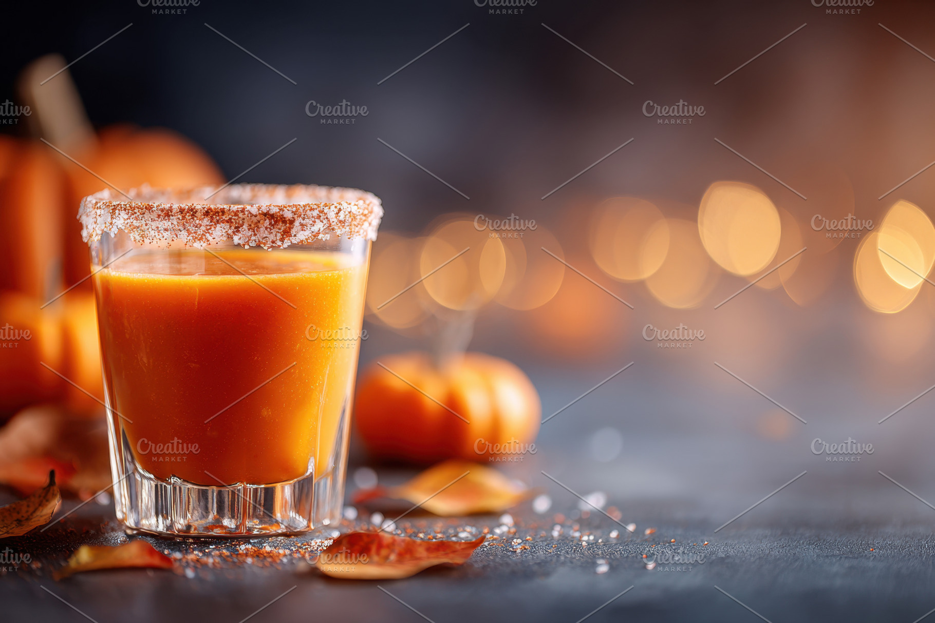 Pumpkin juice in a cozy autumn setting, a Food & Drink Photo by AlyaAnd