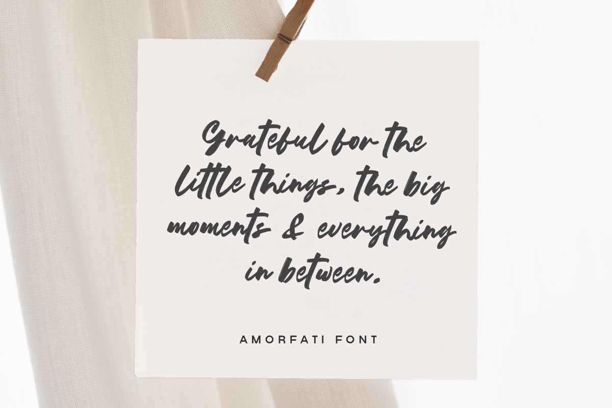 Amorfati – Brush Script Font, a Script Font by Fikryal Studio (Photo 10 of 13)