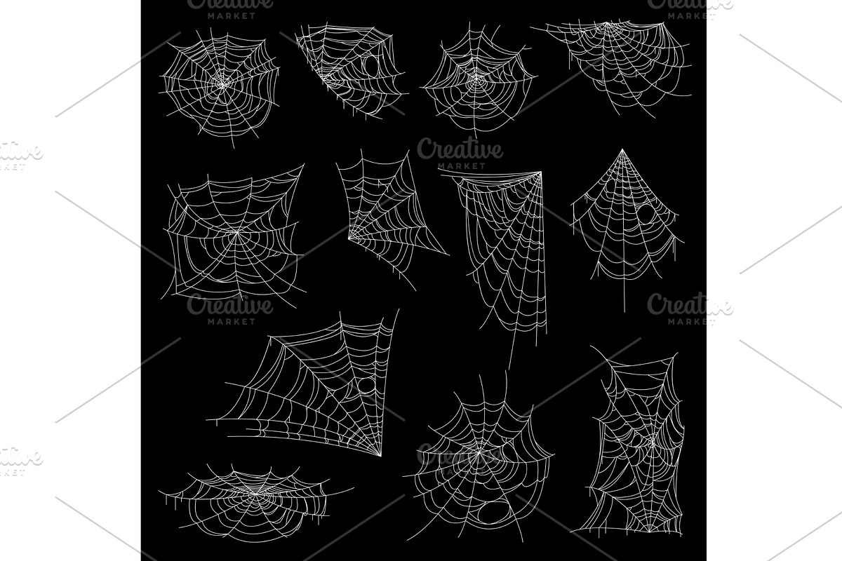 Halloween spider web or cobweb, a Decorative Illustration by Vector ...