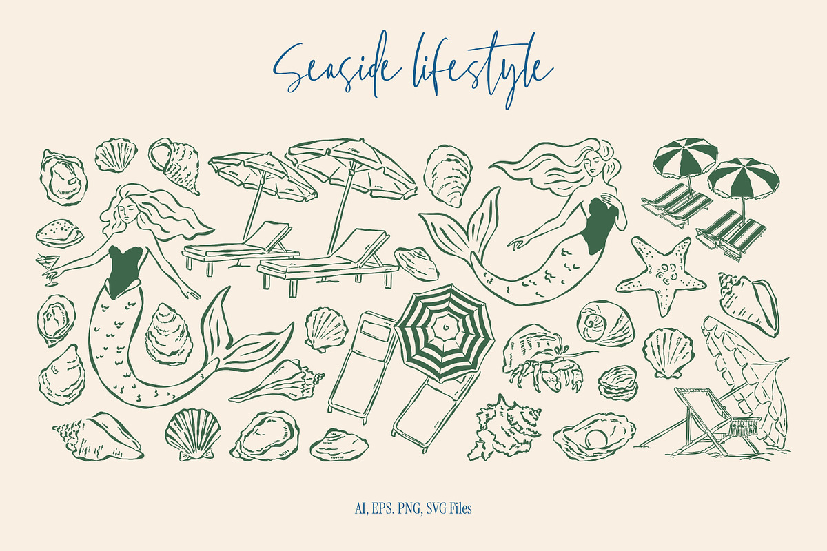 Seaside Lifestyle Illustrations, an Object Graphic by DesignThatMatters (Photo 7 of 15)