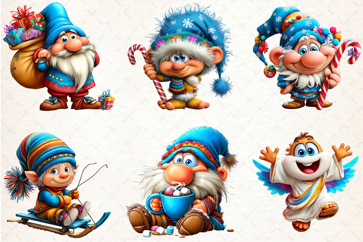 Funny Christmas Gnome Clipart Bundle, an Illustration by DreamCafeArt (Photo 5 of 6)