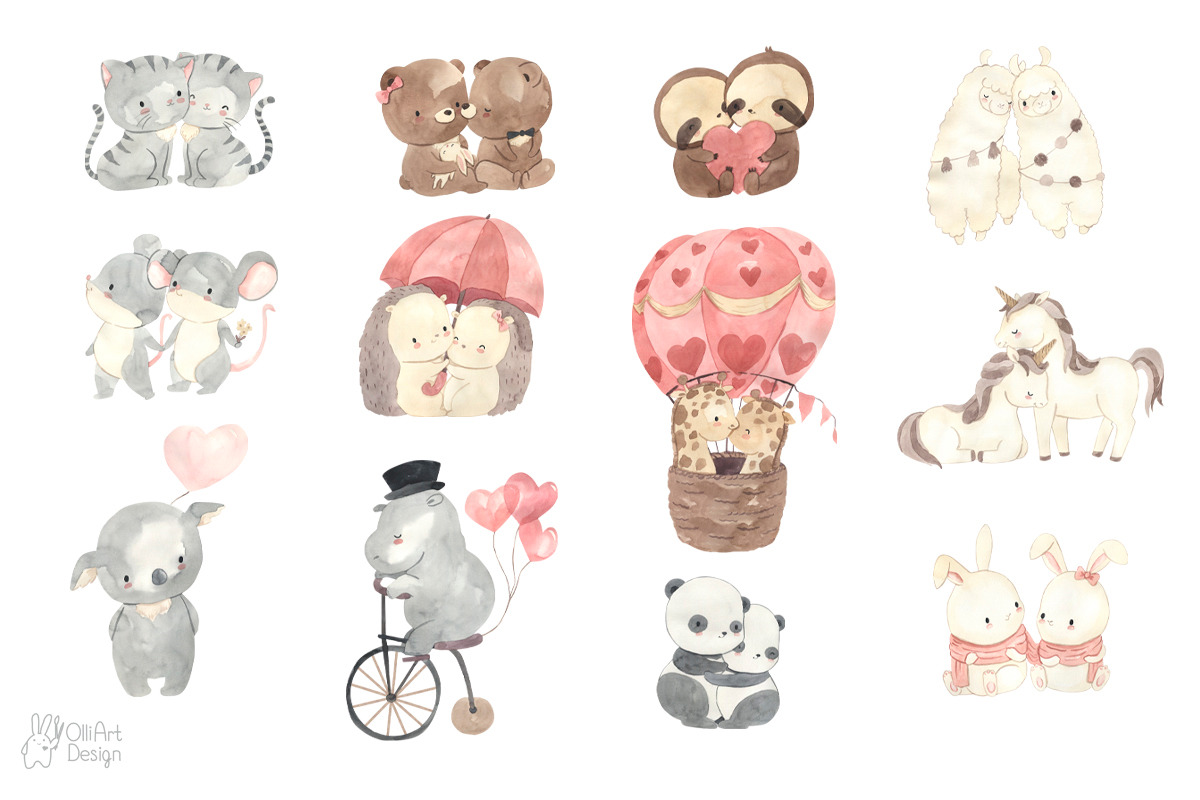 LOVE. Valentine's day collection, an Animal Illustration by OlliArtDesign (Photo 2 of 16)
