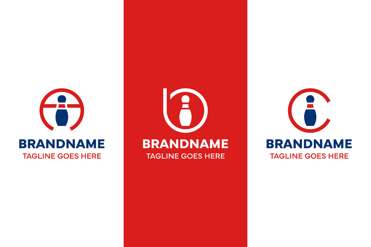 Letter A B C Bowling Pin Logo Set, a Branding & Logo Template by Pray Art Design Studio