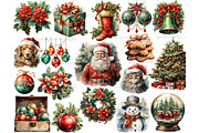 Christmas Watercolor Clipart Set, a Seasonal Illustration by GlamArtZhanna (Thumbnail 2 of 5)