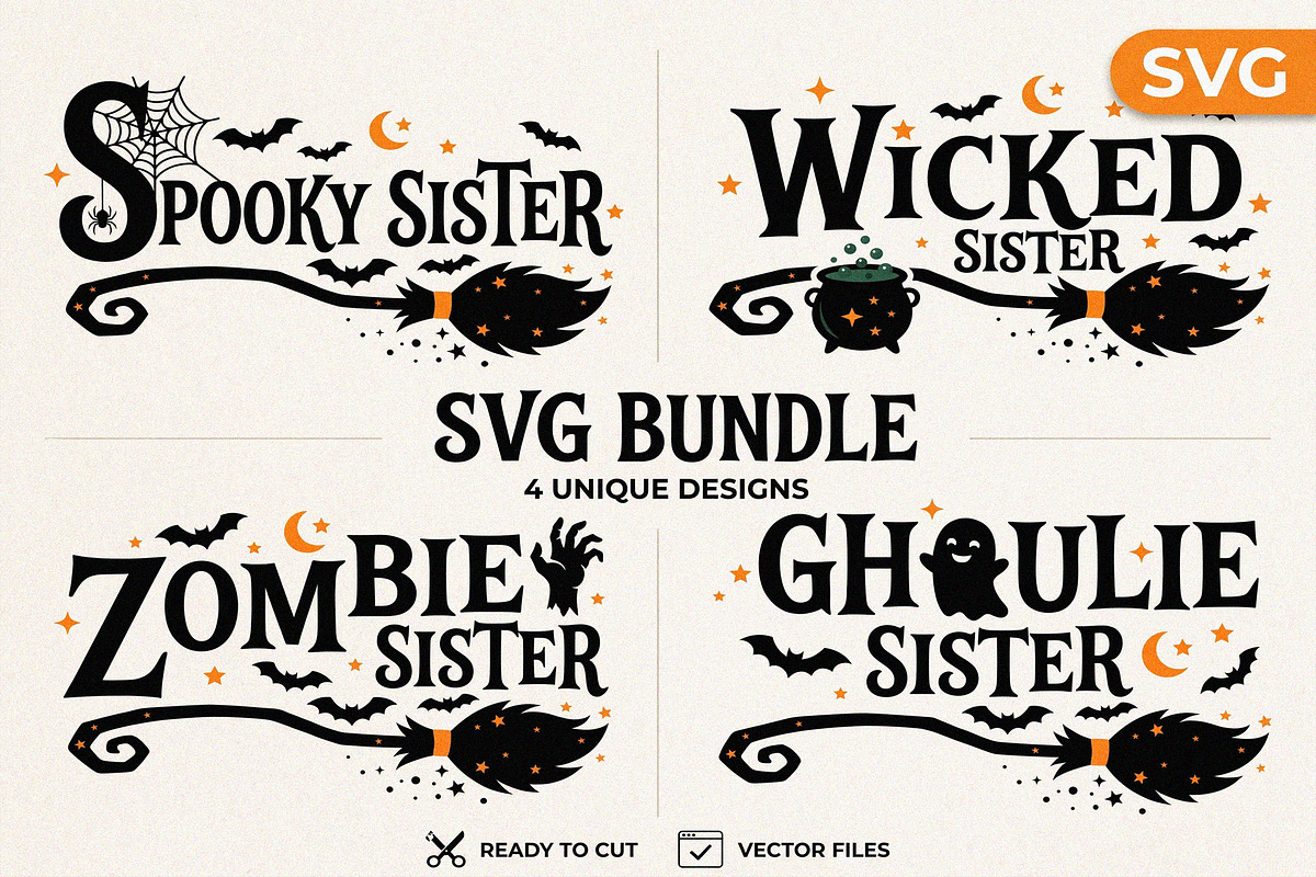 Halloween Sister SVG Quote Bundle, an Object Graphic by NH graphic (Photo 1 of 3)