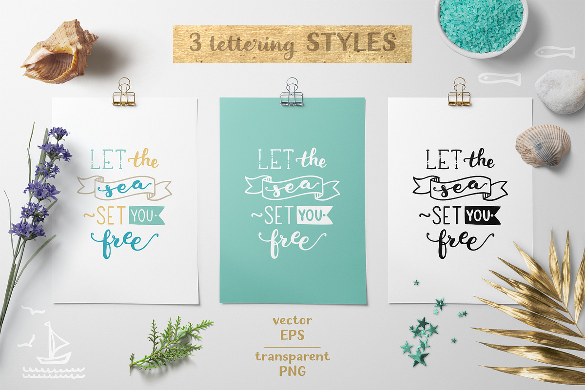 THOSE SUMMER DAYS lettering&clipart, an Illustration by MaljukArt (Photo 3 of 14)
