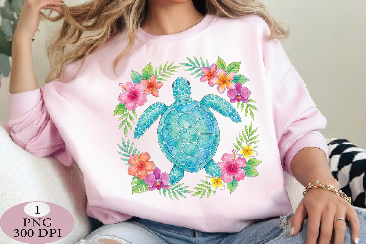 Floral Sea Turtle Summer PNG, an Illustration by Daily.Designs (Photo 2 of 5)