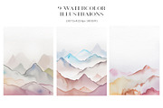 Mountains Watercolor Illustrations, an Illustration by AlineArtStore (Thumbnail 4 of 14)