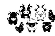 Cute Farm Animal Silhouette Bundle, an Illustration by hafijul (Thumbnail 16 of 51)