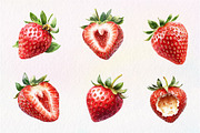 Watercolor Strawberry Clipart PNG, an Illustration by CreationArt (Thumbnail 4 of 5)