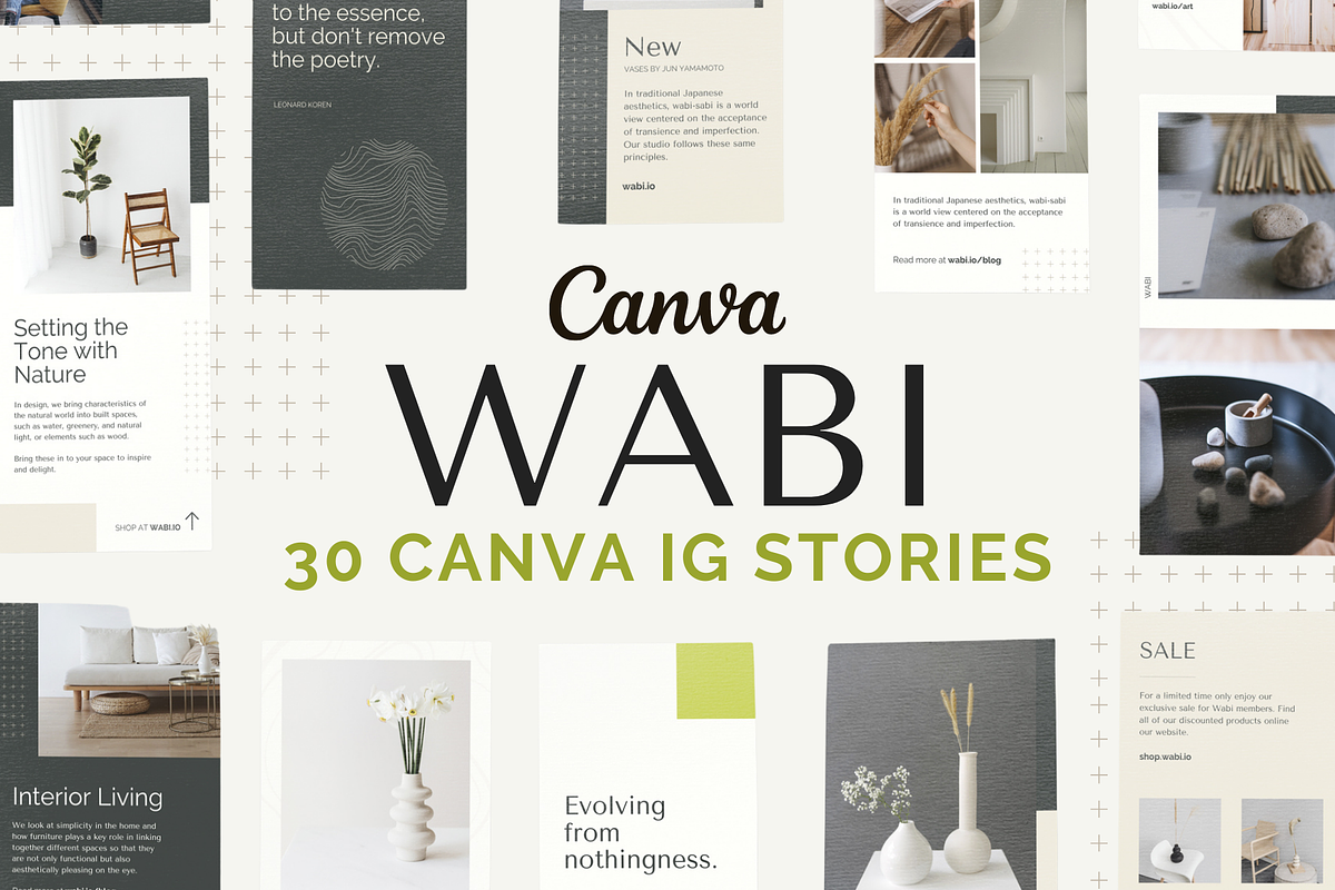 30 CANVA IG STORIES | WABI THEME, a Social Media Template by OEN Design (Photo 1 of 6)