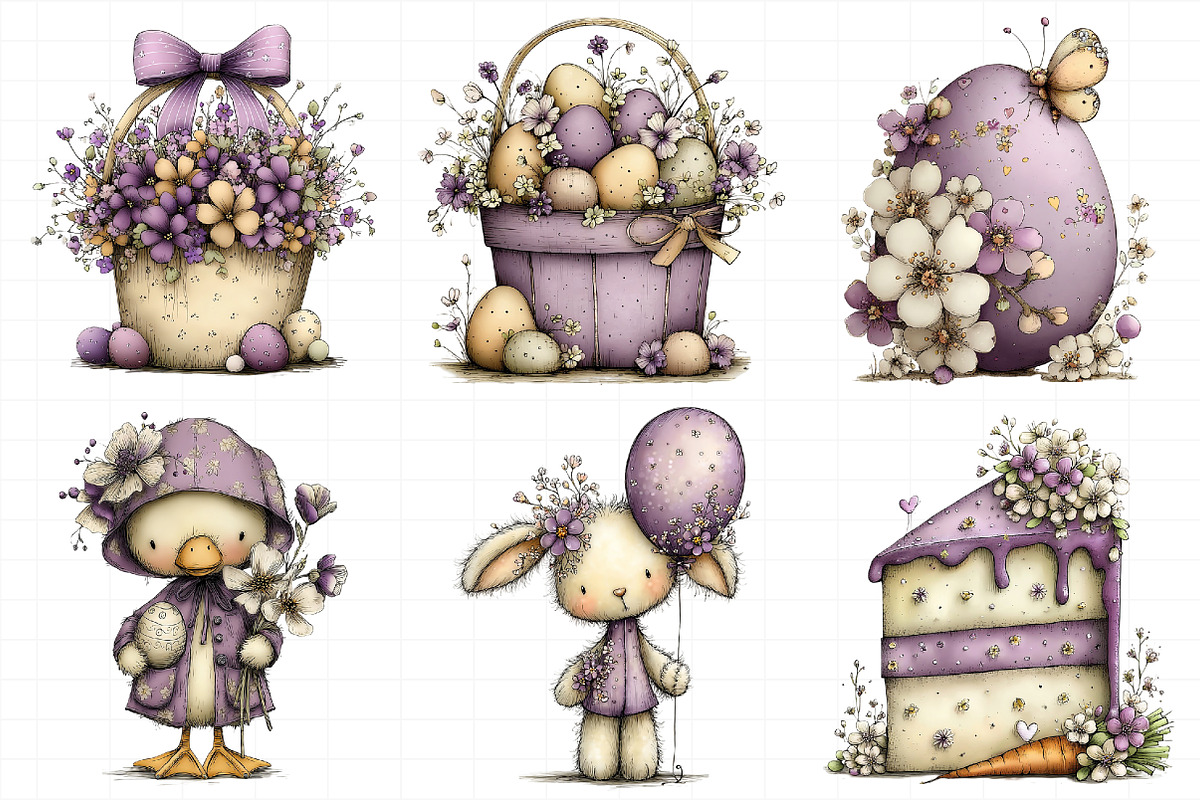 Watercolor Purple Easter Clipart, an Illustration by Daily.Designs (Photo 4 of 7)