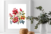 Embroidery Jacobean Flower Clipart, an Object Graphic by Regulrcrative (Thumbnail 3 of 6)
