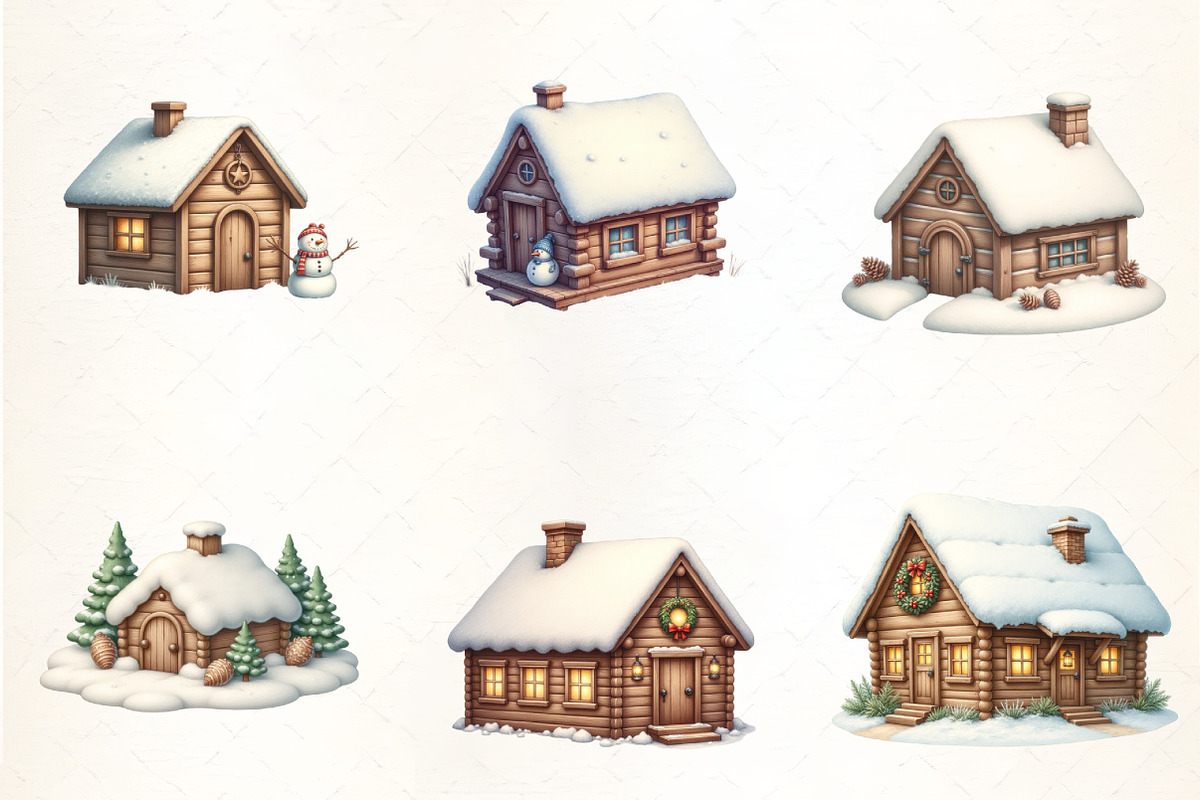 Cozy Winter Cottage Clipart, an Illustration by CrexoraLab (Photo 3 of 5)