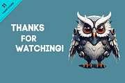 Cartoon owl robots. T-Shirt, Sticker, an Animal Illustration by KENO Mascots (Thumbnail 4 of 4)