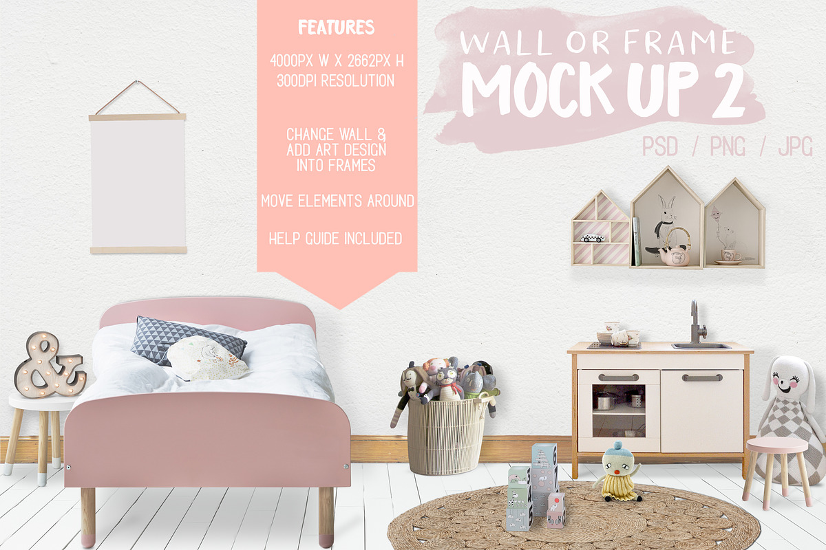 Kids Room Wall/Frame Mock Up 2, a Print Template by Whimsicality (Photo 1 of 7)