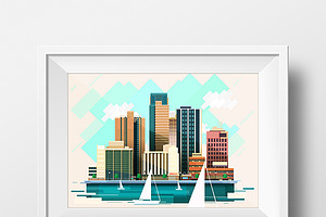 Modern Flat City Illustration