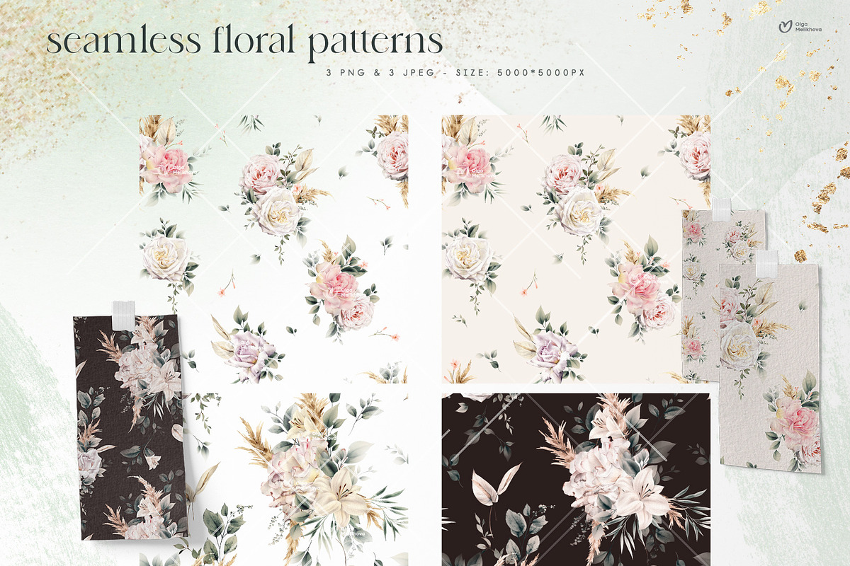 Watercolor Floral Bundle, a Texture Illustration by ollalya (Photo 33 of 112)