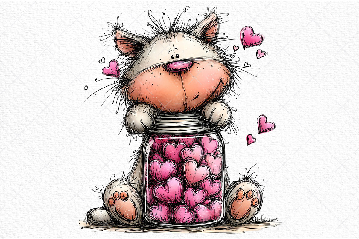 Whimsical Cats Valentine's Day PNG, an Illustration by Craft Nest (Photo 10 of 11)