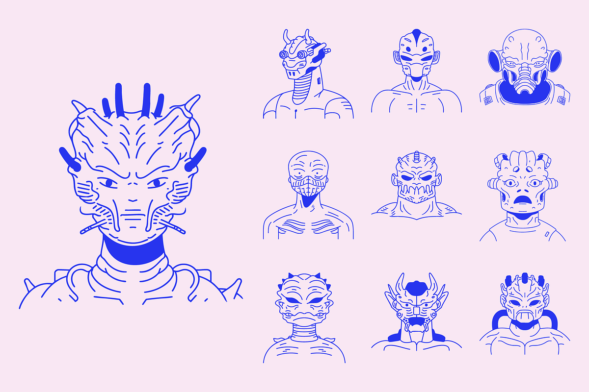 Sci-Fi Alien Warrior Head Collection, a Person Illustration by Danil Polshin