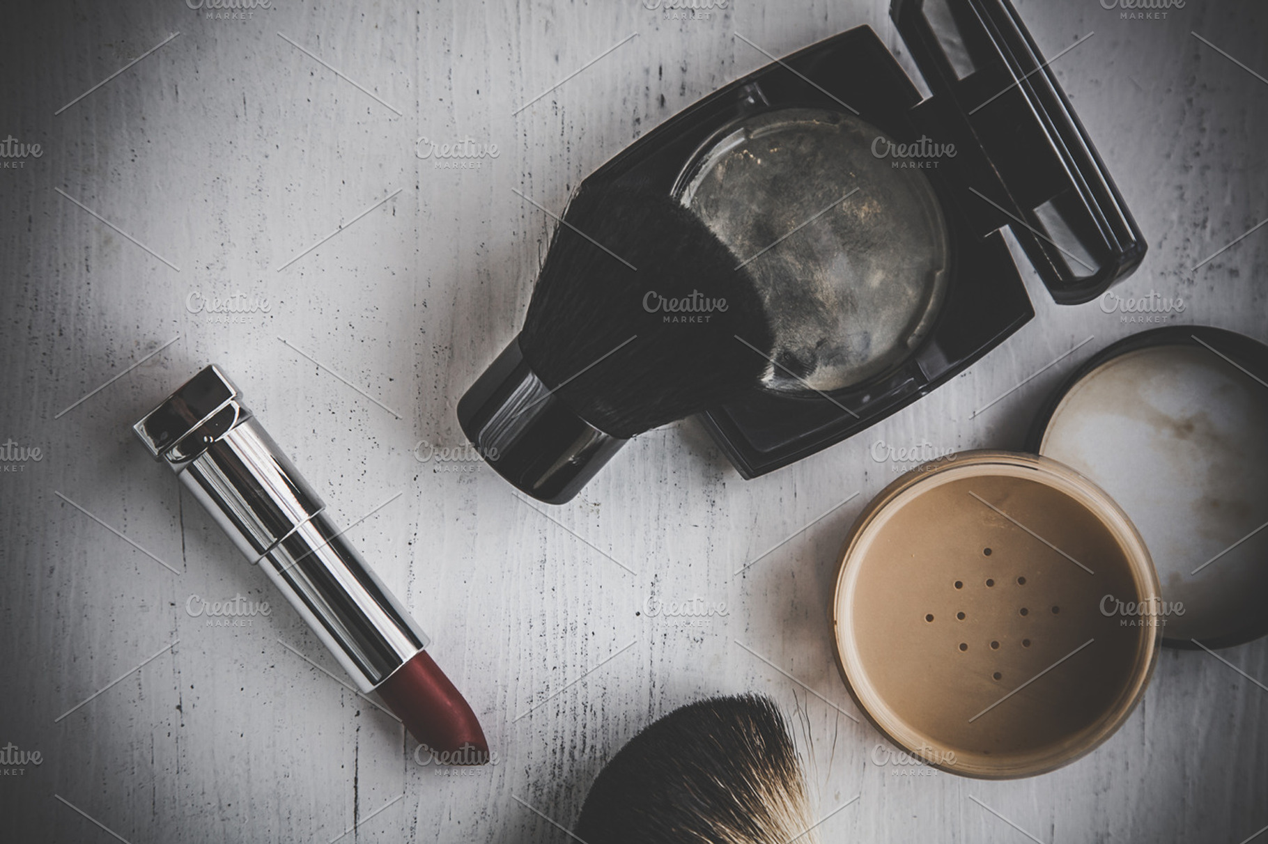 Makeup brush and cosmetics stock photo containing brush and color, a Beauty & Fashion Photo by huertas19