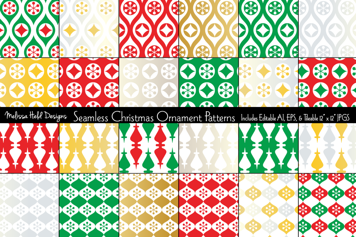 Seamless Christmas Ornament Patterns