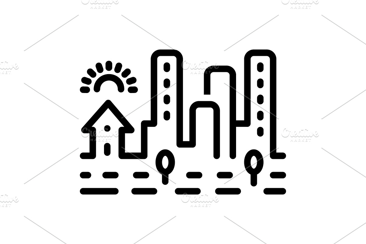 Township colony black icon, an Outline Icon by Creative priyanka