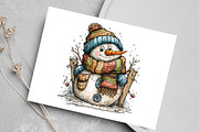 Christmas Snowman Clipart Bundle, an Illustration by Canvas Craft (Thumbnail 5 of 7)