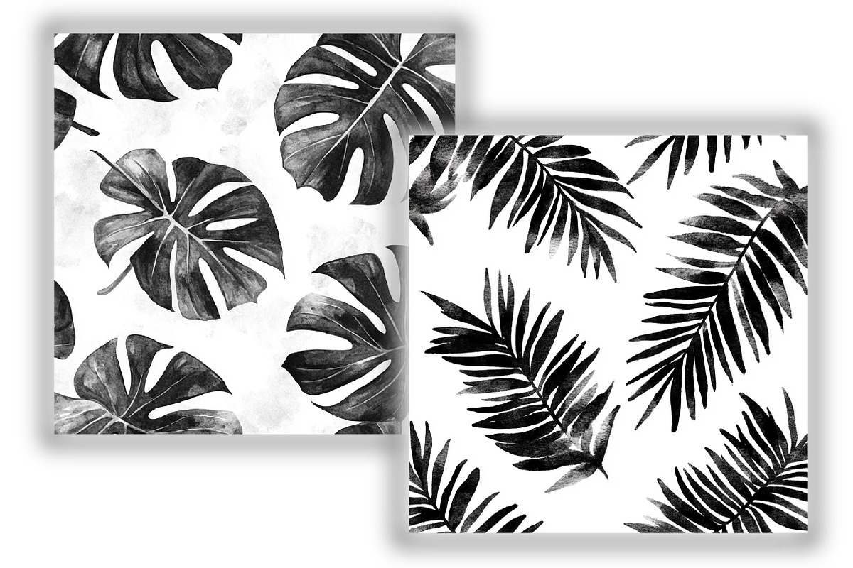 Black and White Tropical Leaves Seam, a Pattern Graphic by Design Market (Photo 4 of 4)