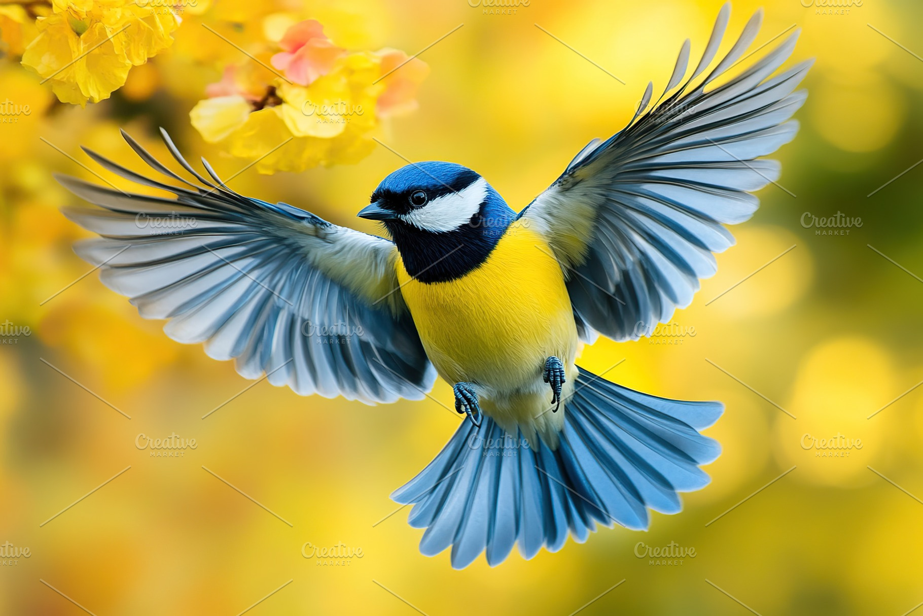 Beautiful blue bird in fly on blurred background, an Animal Photo by AlyaAnd
