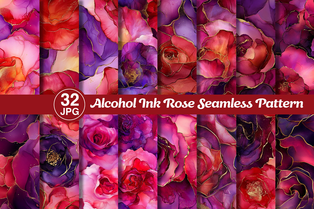 Alcohol Ink Rose Seamless Pattern, a Texture Graphic by Dream Creation (Photo 1 of 6)