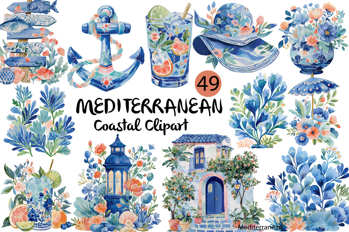 Mediterranean Coastal Clipart Png Se, an Illustration by Daily.Designs (Photo 1 of 3)