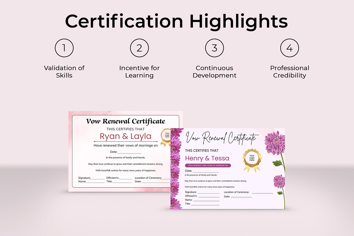 Vow Renewal Certificate Template, a Card Template by Snapybiz (Photo 7 of 10)
