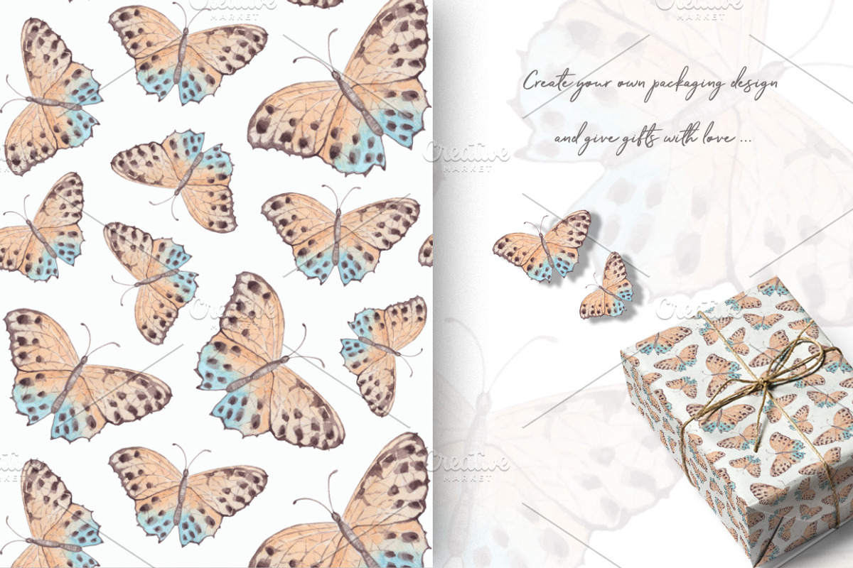 Watercolor butterflies 2., a Texture Illustration by BrushArtDesigns (Photo 5 of 7)