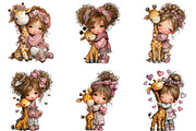 Whimsical Girl Hugging Giraffe PNG, an Illustration by CraftArtStudio (Thumbnail 6 of 6)