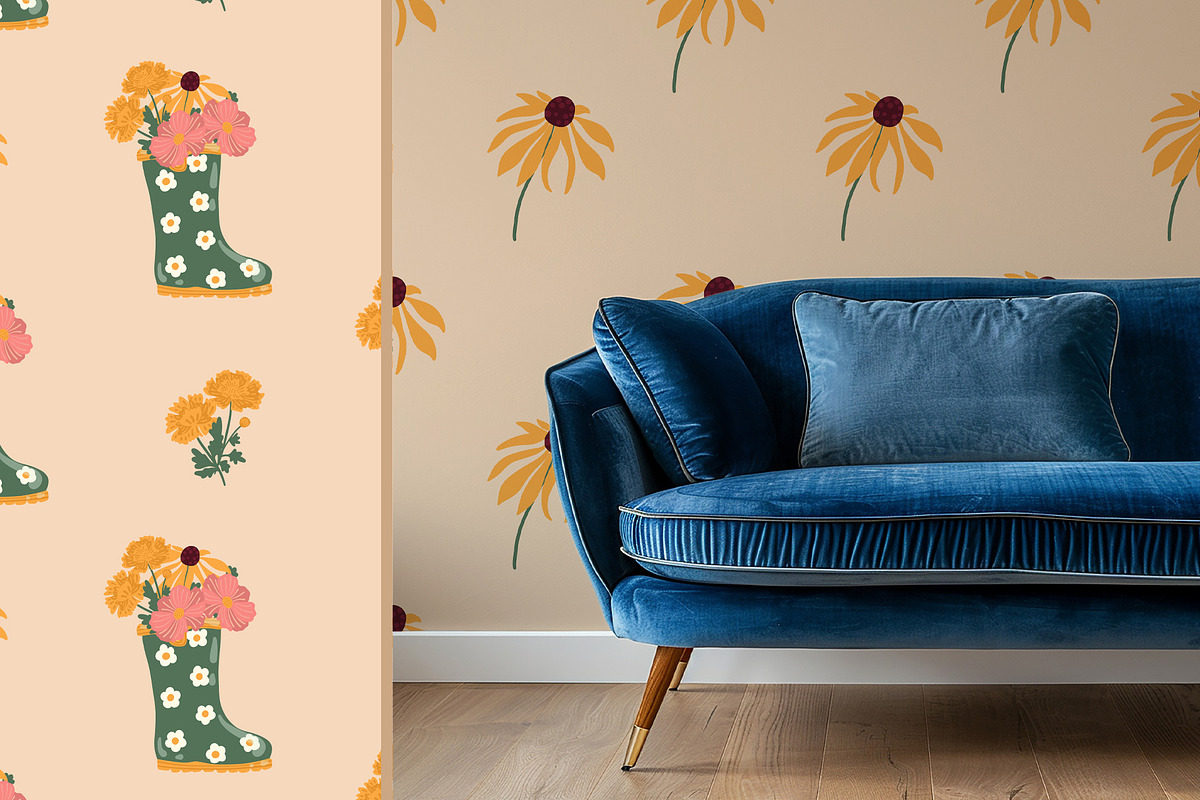 Garden Flowers patterns & clipart, a Pattern Graphic by Carpet Tapete Pretzel (Photo 15 of 15)