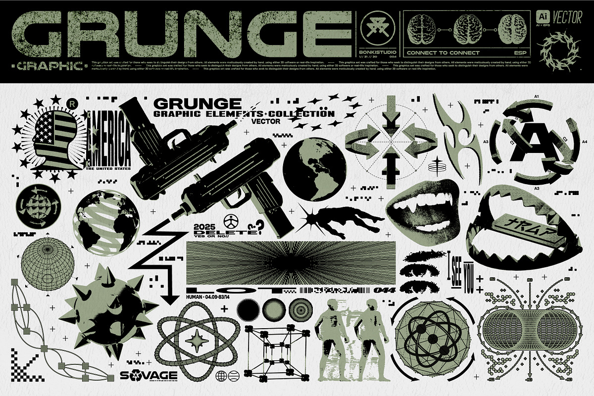 GRUNGE BRUTALISM GRAPHIC SET, an Object Graphic by BonkiStudio