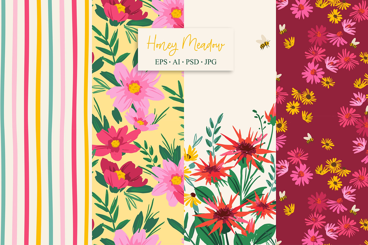 Honey Meadow. 16 seamless patterns, a Pattern Graphic by Nadia Grapes (Photo 6 of 7)