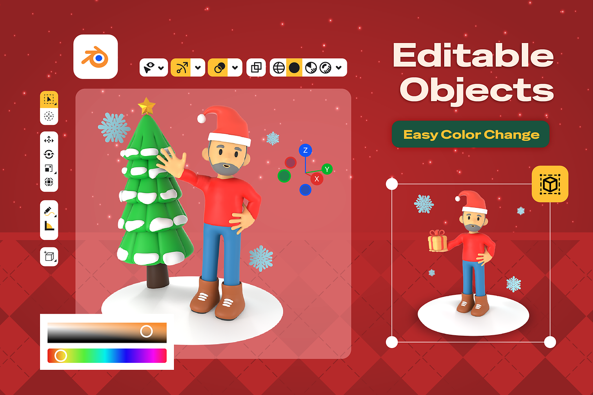 Happy Christmas 3D Illustration Pack, an Object 3D Model by Burntilldead (Photo 4 of 7)