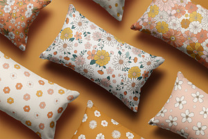 Retro Flowers Groovy Pattern&clipart