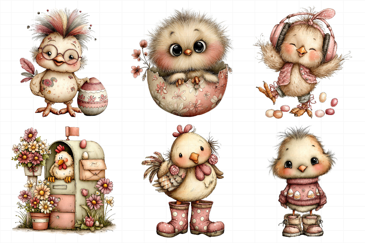 Whimsical Easter Chicken Clipart, an Illustration by Daily.Designs (Photo 7 of 8)