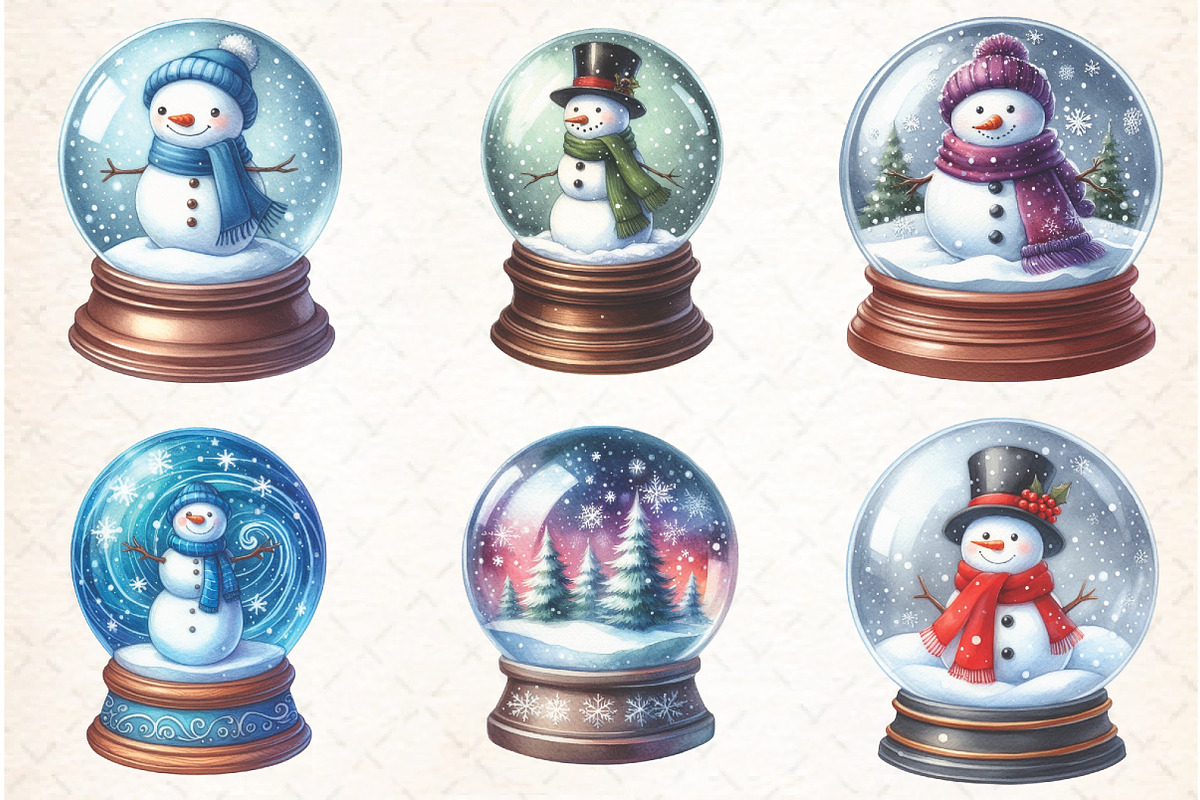 Christmas Snowman Globe Clipart, an Illustration by Libby Wishes (Photo 2 of 8)