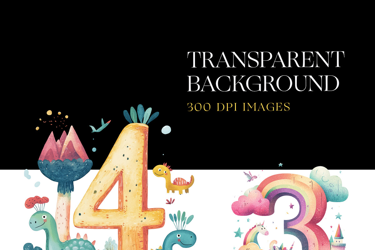Numbers Clipart, Watercolor Numbers, an Education Illustration by BrushstrokeArtGB (Photo 6 of 9)