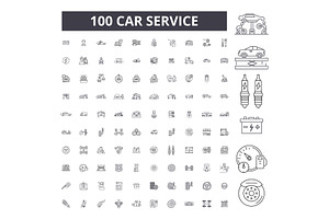 Car Service Editable Line Icons