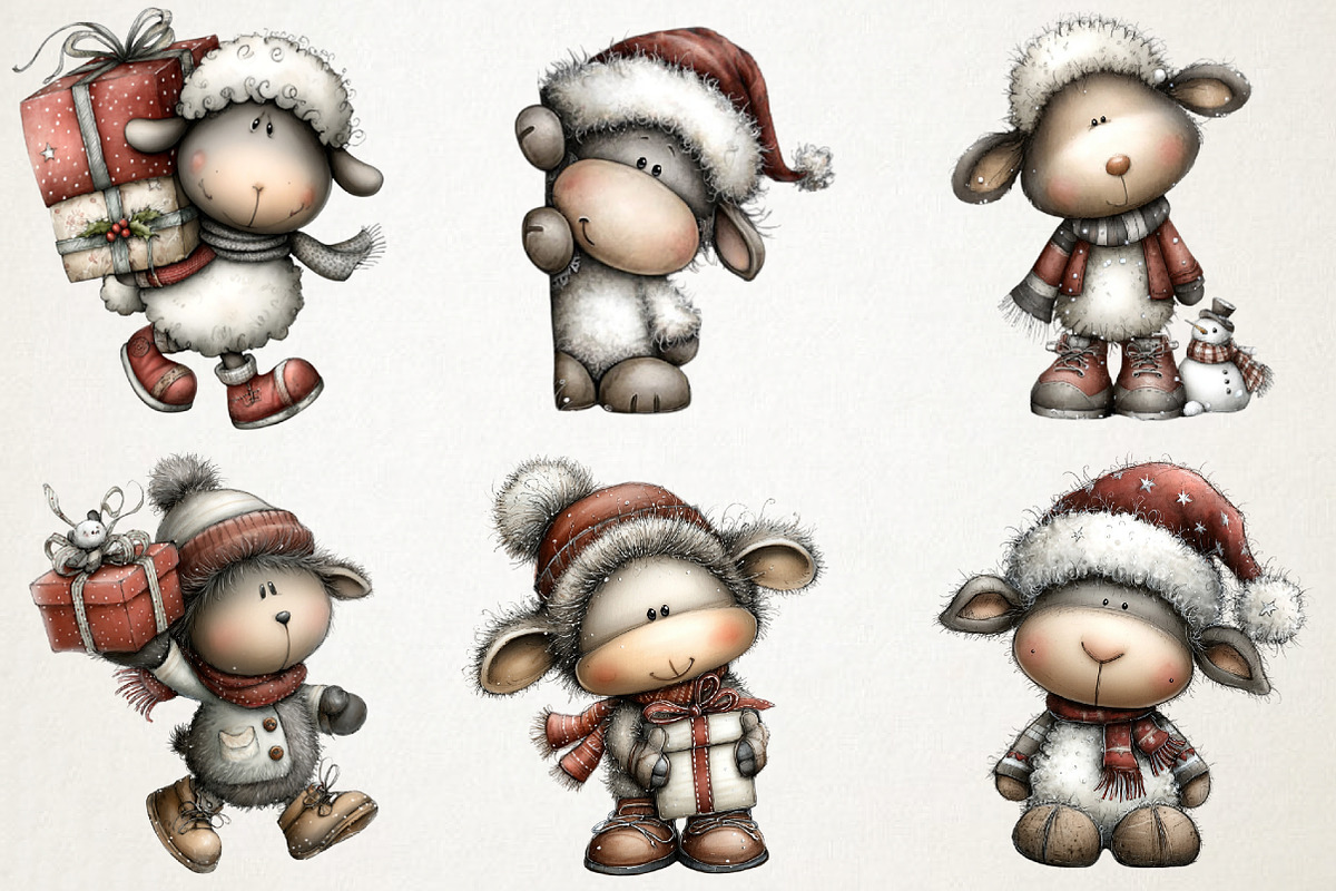 Christmas Sheep Clipart, an Illustration by RobertsArt (Photo 7 of 7)