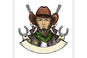 Hand Drawn Sketch Cowboy Icon 4