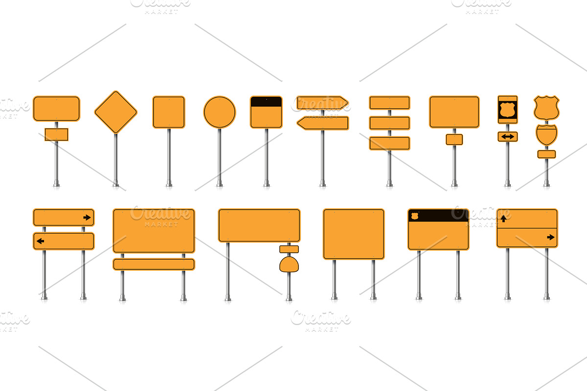 Yellow road traffic street signs, a Transportation Illustration by Buch&Bee