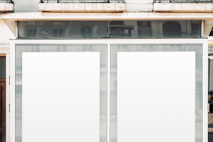 Blank Posters On Vintage Facade, a Business Photo by SkyNext