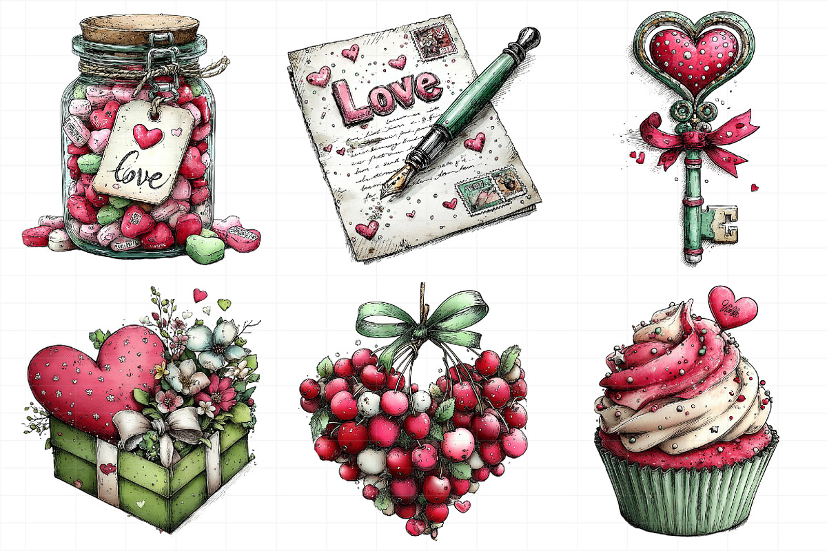 Whimsical Valentines Day Clipart, an Illustration by Daily.Designs (Photo 6 of 7)