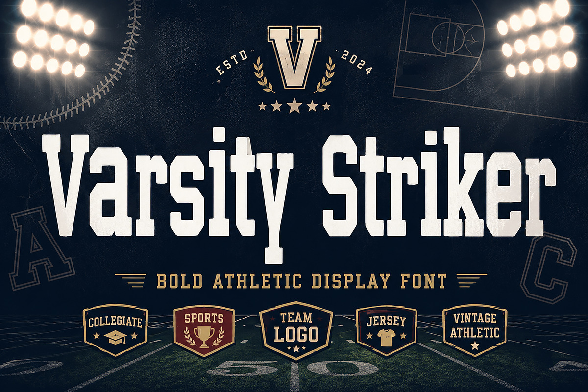 Varsity Striker - Bold Athletic Font, a Slab Serif Font by Wow Magic (Photo 1 of 3)
